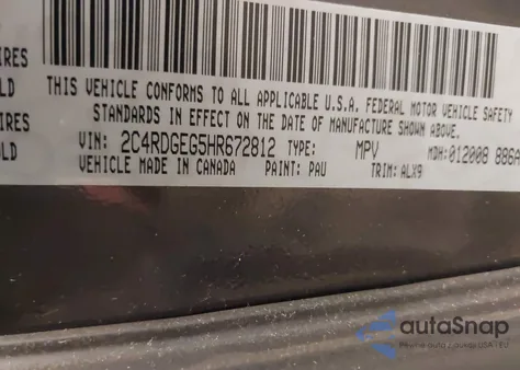 2017 Dodge Grand Caravan Gt from USA, damaged, VIN 2C4RDGEG5HR672812